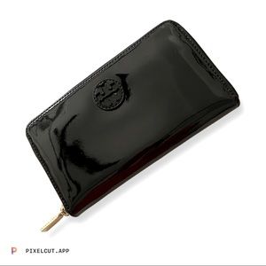 Tory Burch Black Patent Continental Wallet